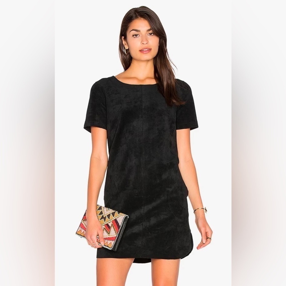 Velvet by Graham & Spencer Reya Faux Suede Mini Dress Black M